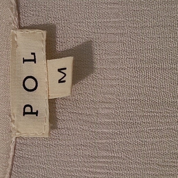 POL Cream Button-Dow Crochet Lace Flutter Sleeves Tunic Boho Blouse Top Wmns M - Picture 5 of 16